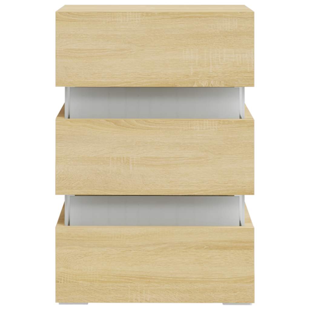 Sängbord Nattduksbord Sonoma Ek Sängskåp LED 45x35x67 cm