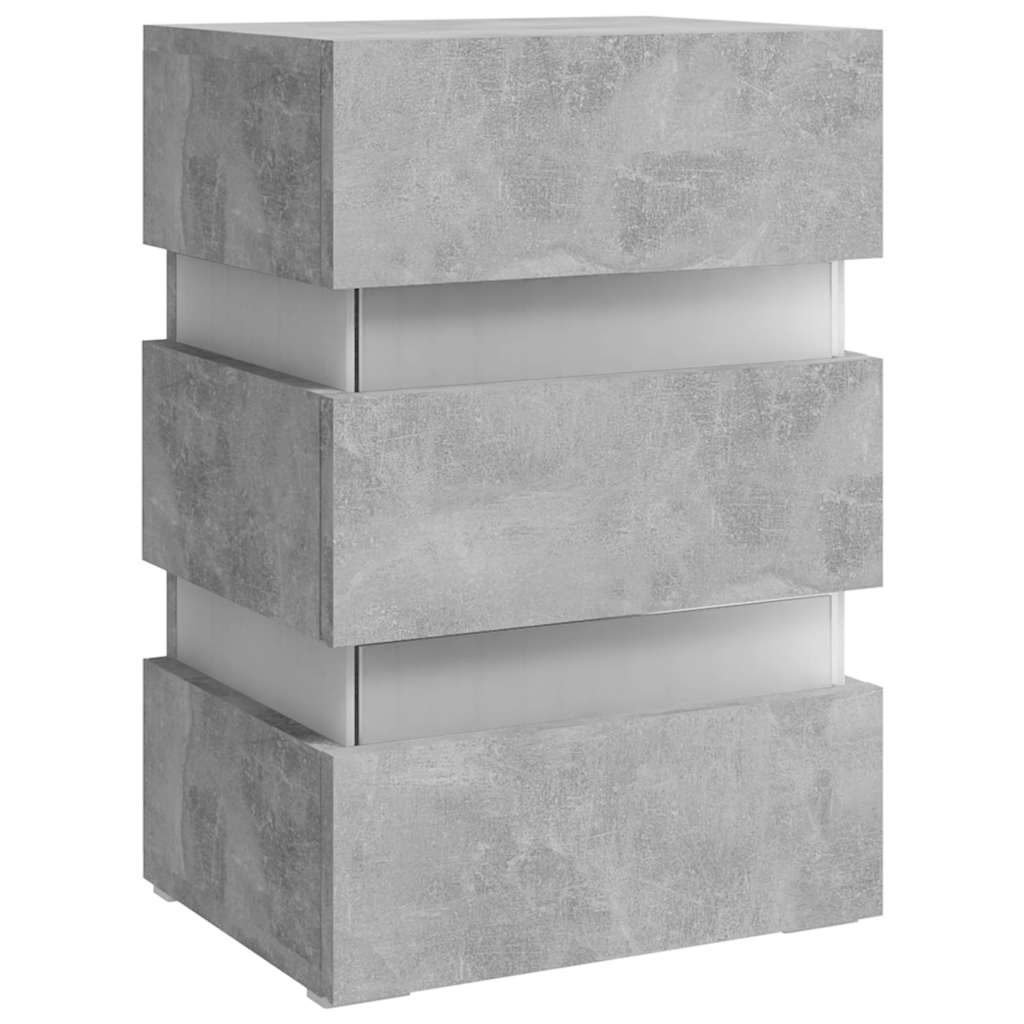 Sängbord Nattduksbord Betonggrå med LED 45x35x67 cm