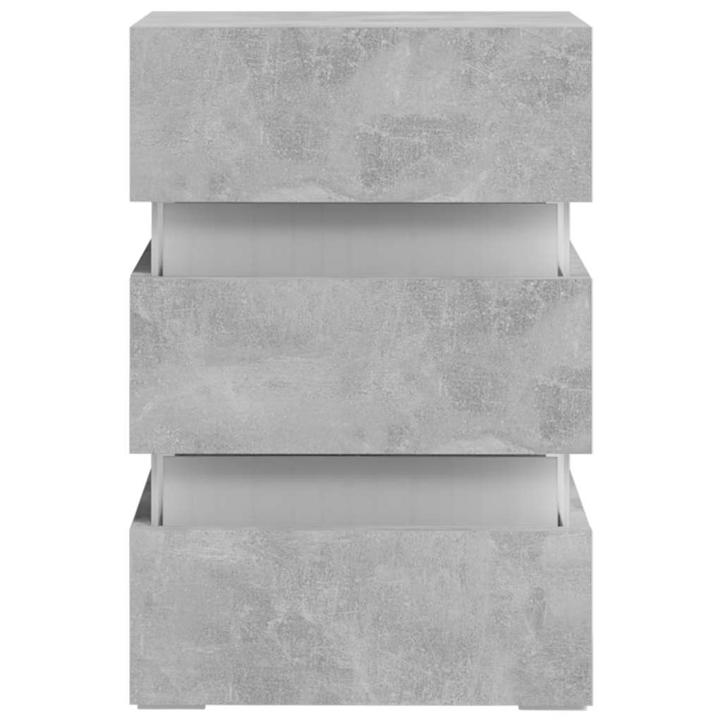 Sängbord Nattduksbord Betonggrå med LED 45x35x67 cm