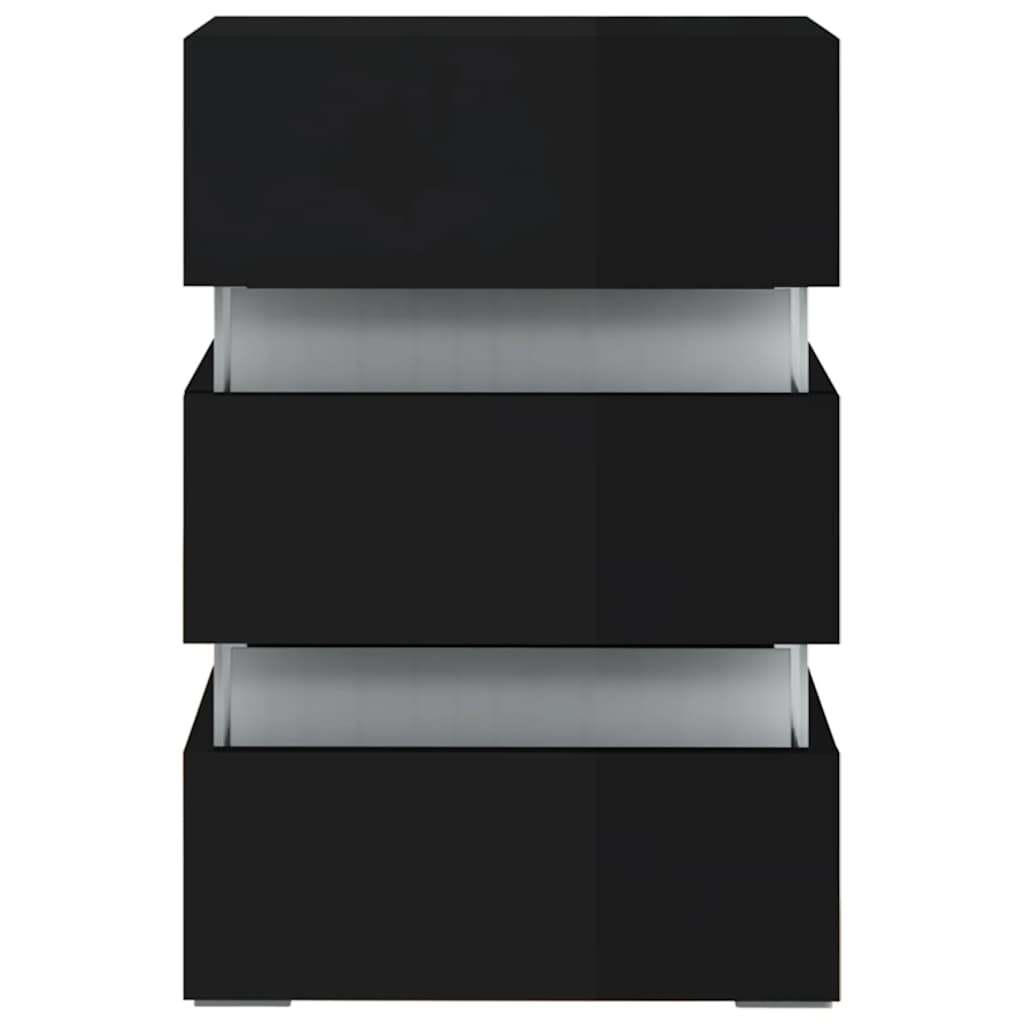 Sängbord Nattduksbord Högglans Svart Sängskåp LED 45x35x67 cm