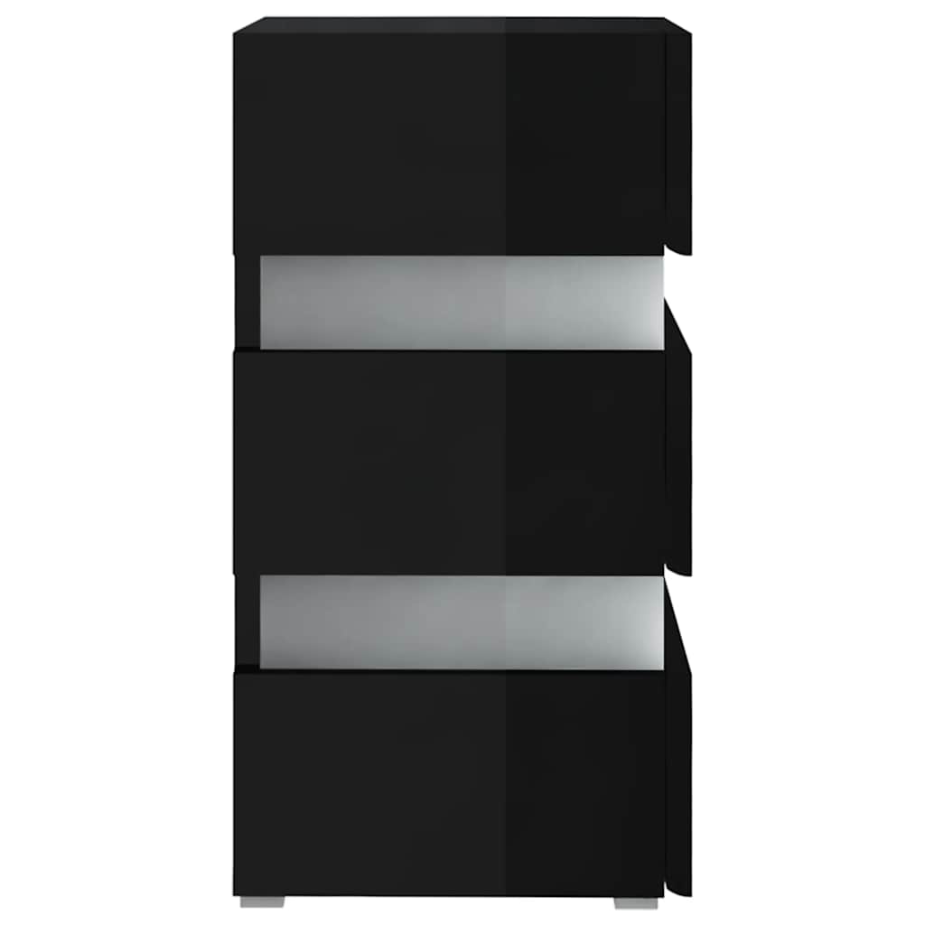 Sängbord Nattduksbord Högglans Svart Sängskåp LED 45x35x67 cm