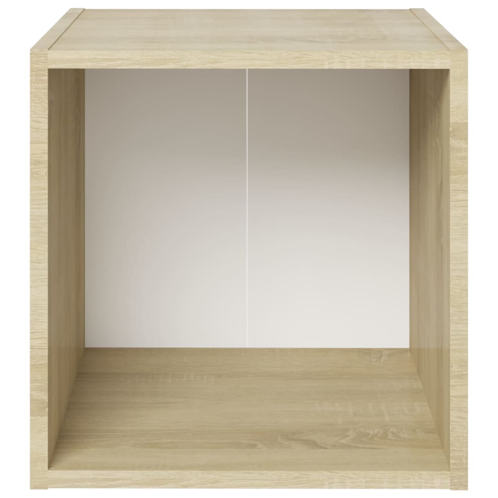 TV-bänk 4 st vit och sonoma-ek 37x35x37 cm konstruerat trä