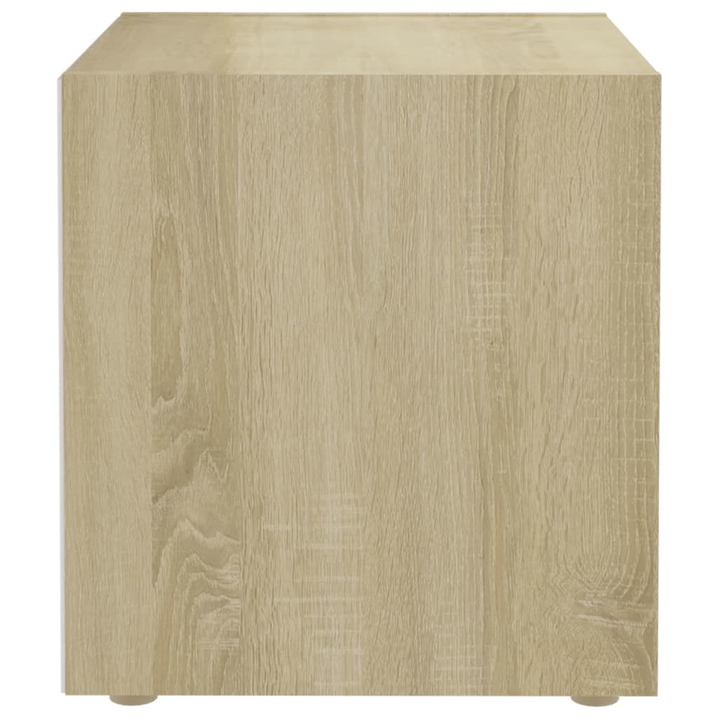 TV-bänk 4 st vit och sonoma-ek 37x35x37 cm konstruerat trä