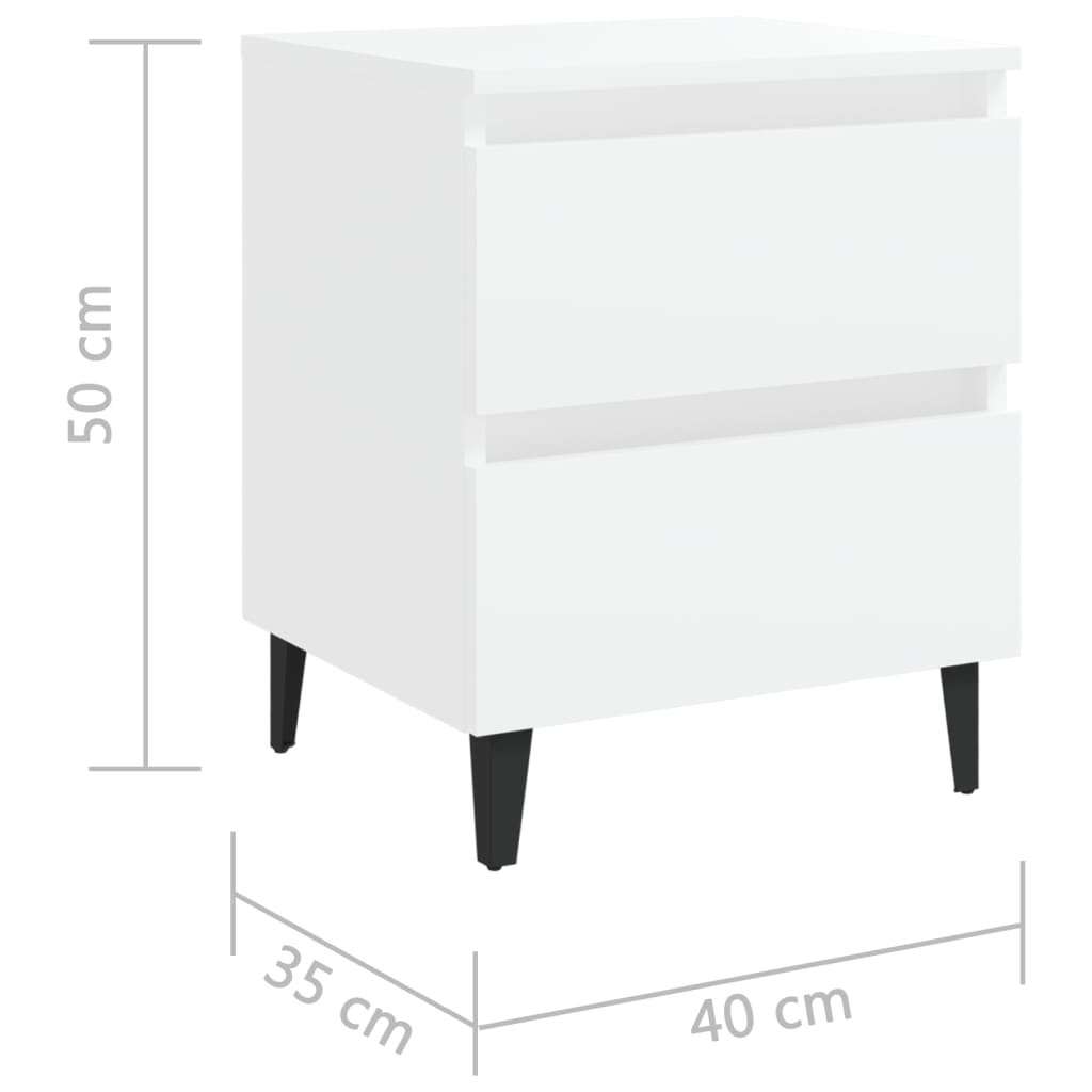 Sängbord 2 st vit 40x35x50 cm konstruerat trä