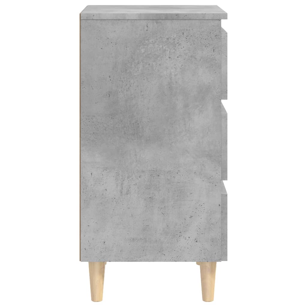 Sängbord med ben i massivt trä 2 st betonggrå 40x35x69 cm