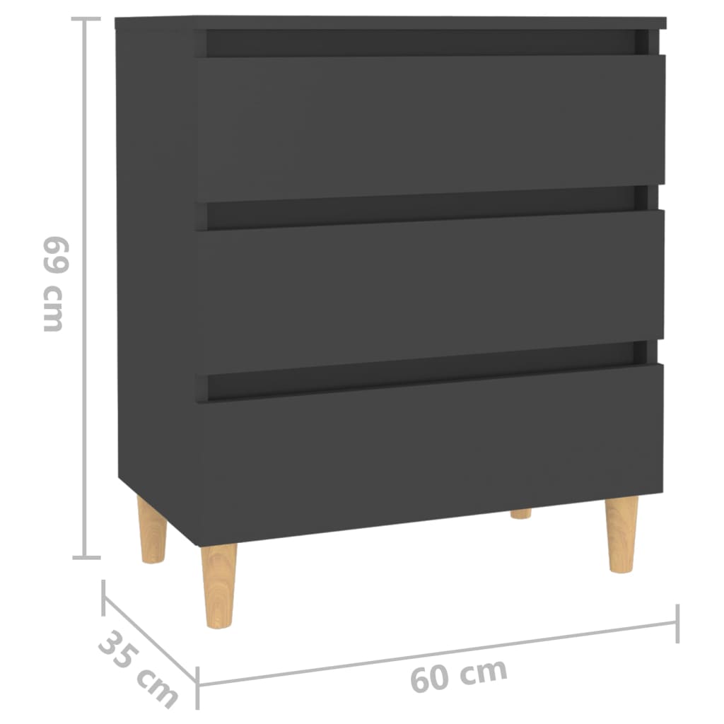 Byrå grå 60x35x69 cm konstruerat trä