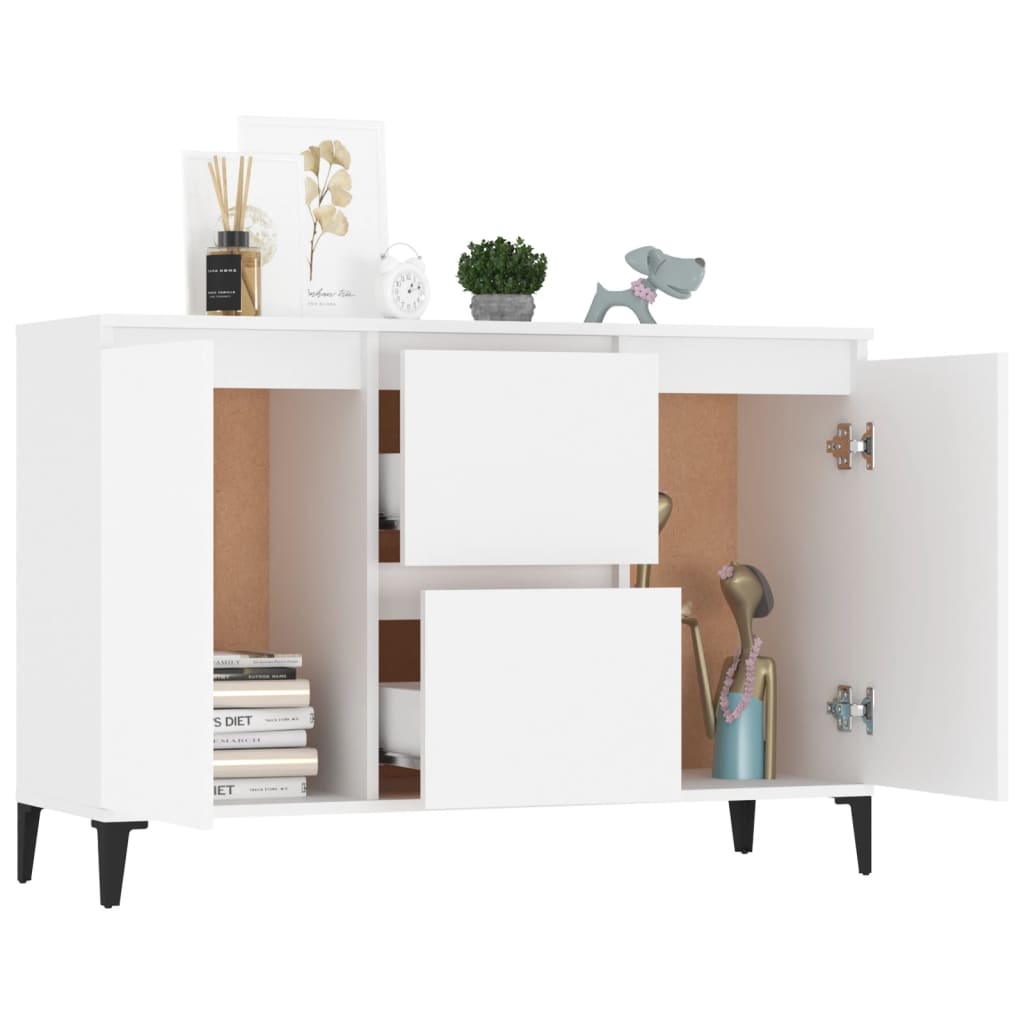 Skänk vit 102x35x70 cm konstruerat trä