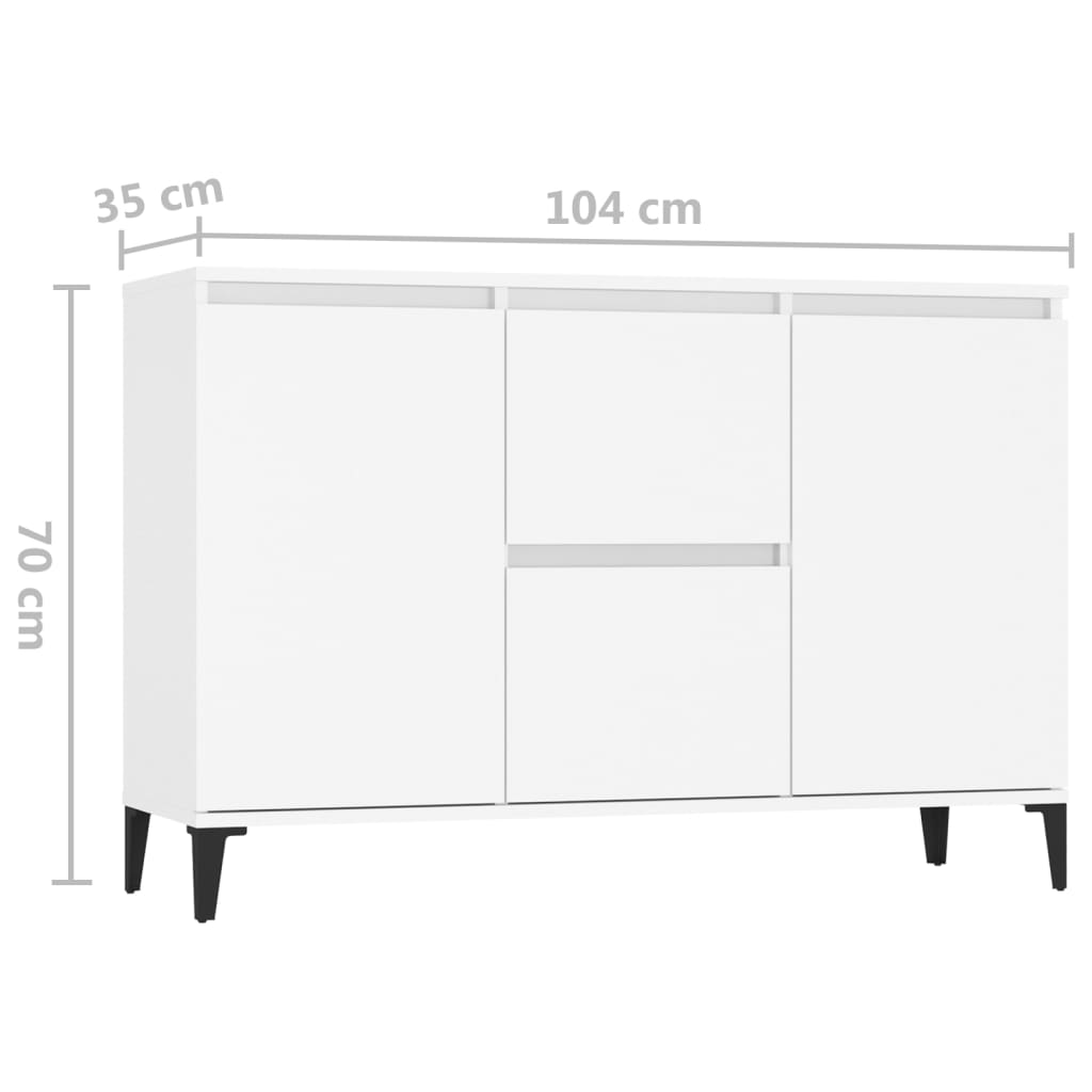 Skänk vit 102x35x70 cm konstruerat trä