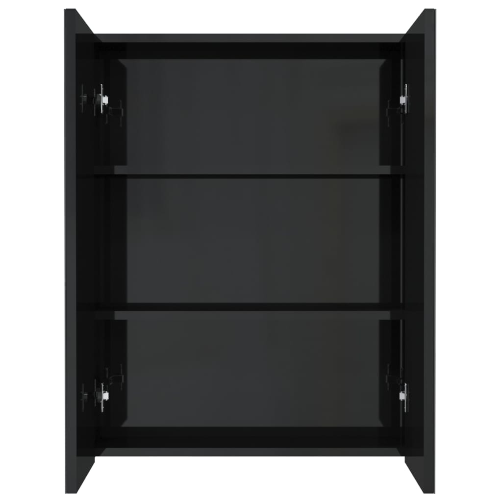Badrumsspegel Spegelskåp Högglans Svart 60x15x75 cm