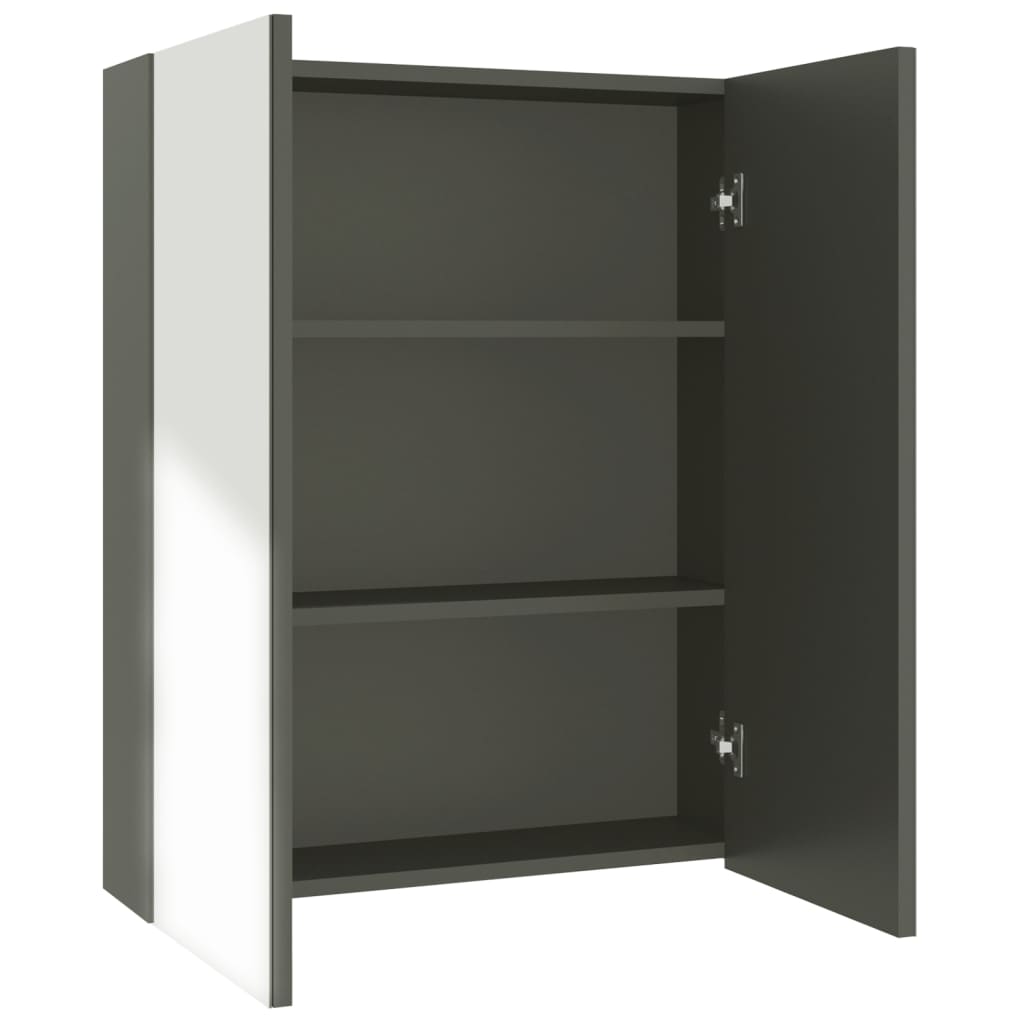 Badrumsspegel Spegelskåp Grå 60x15x75 cm