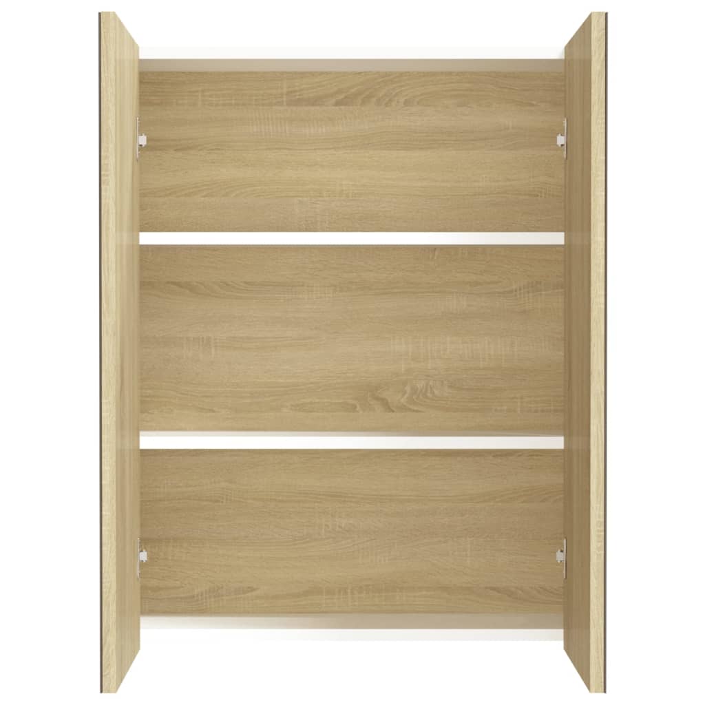 Badrumsspegel Spegelskåp Vit och Ek 60x15x75 cm