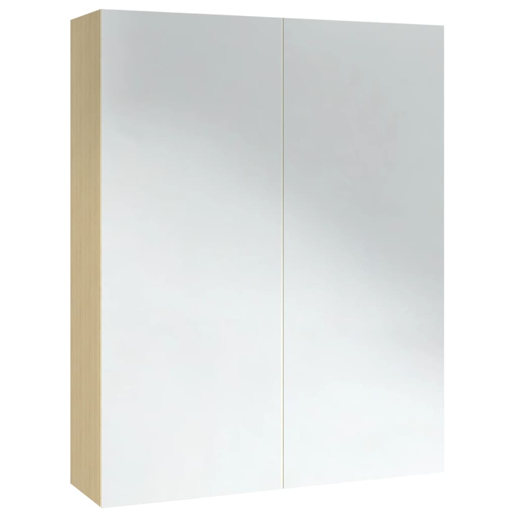 Badrumsspegel Spegelskåp Vit och Ek 60x15x75 cm