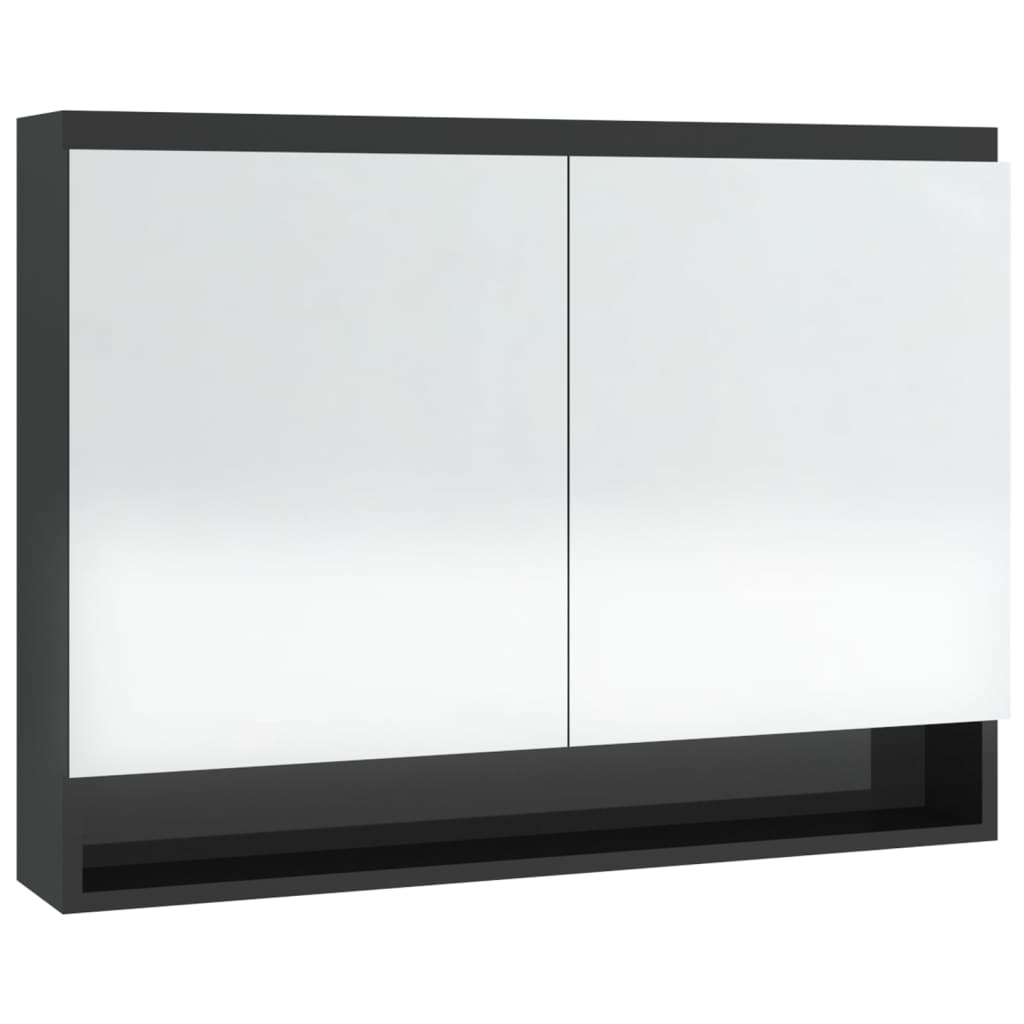 Badrumsspegel Spegelskåp Svart glänsande 80x15x60 cm
