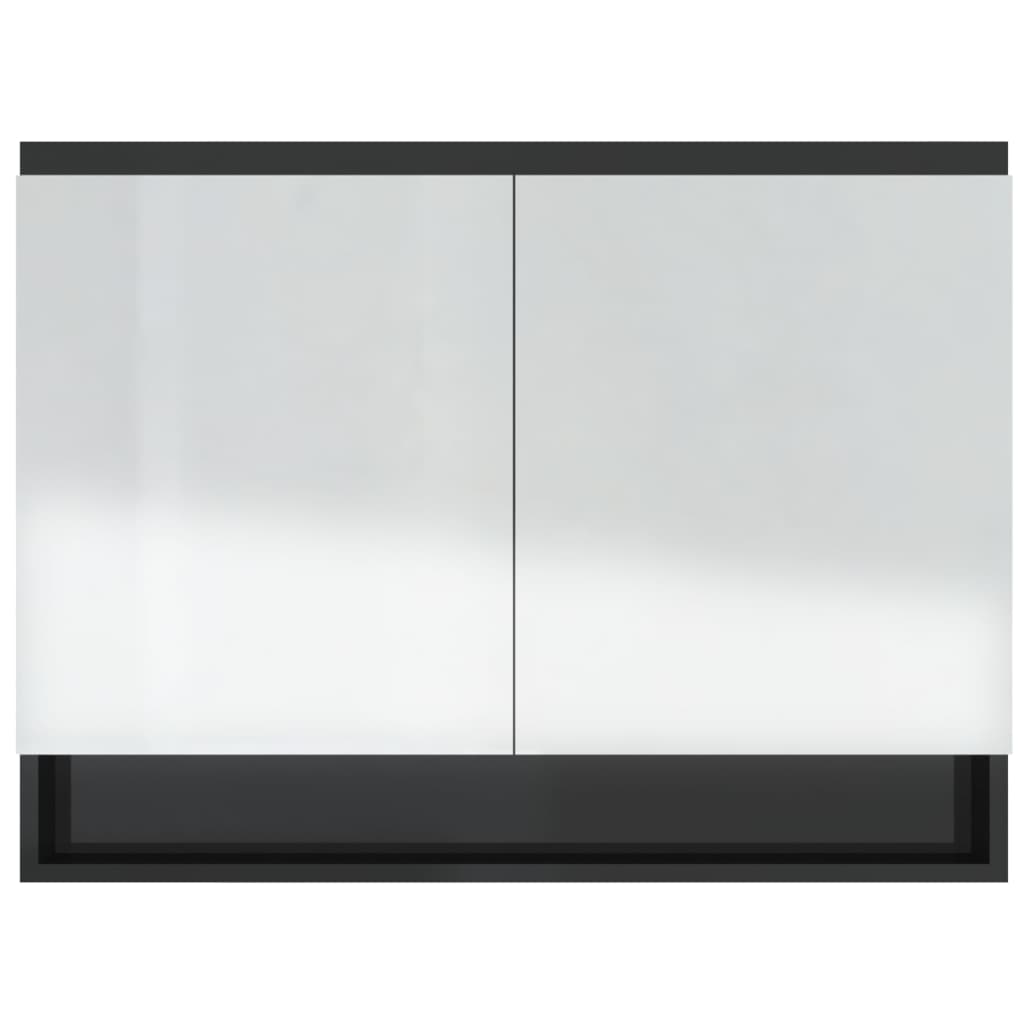 Badrumsspegel Spegelskåp Svart glänsande 80x15x60 cm