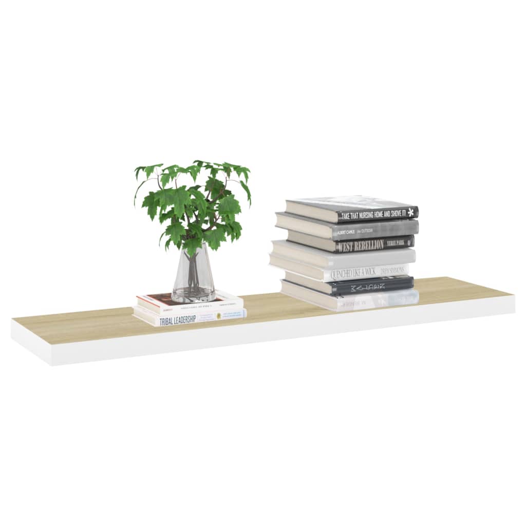 Vägghylla Vit 4 st Vit och Ek 120x23,5x3,8 cm MDF