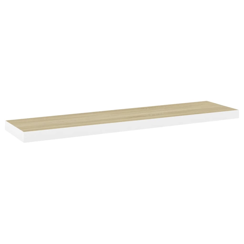 Vägghylla Vit 4 st Vit och Ek 120x23,5x3,8 cm MDF