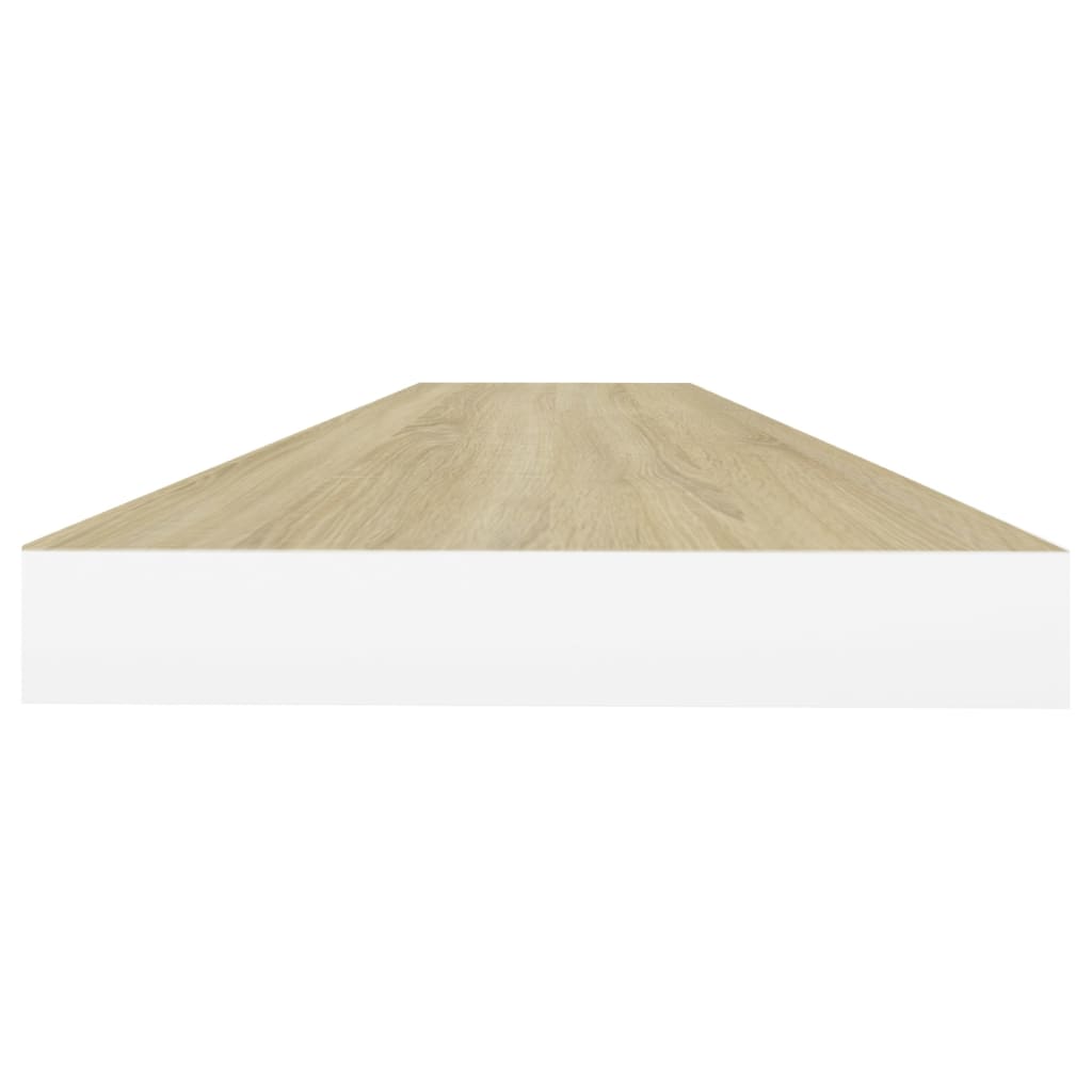 Vägghylla Vit 4 st Vit och Ek 120x23,5x3,8 cm MDF