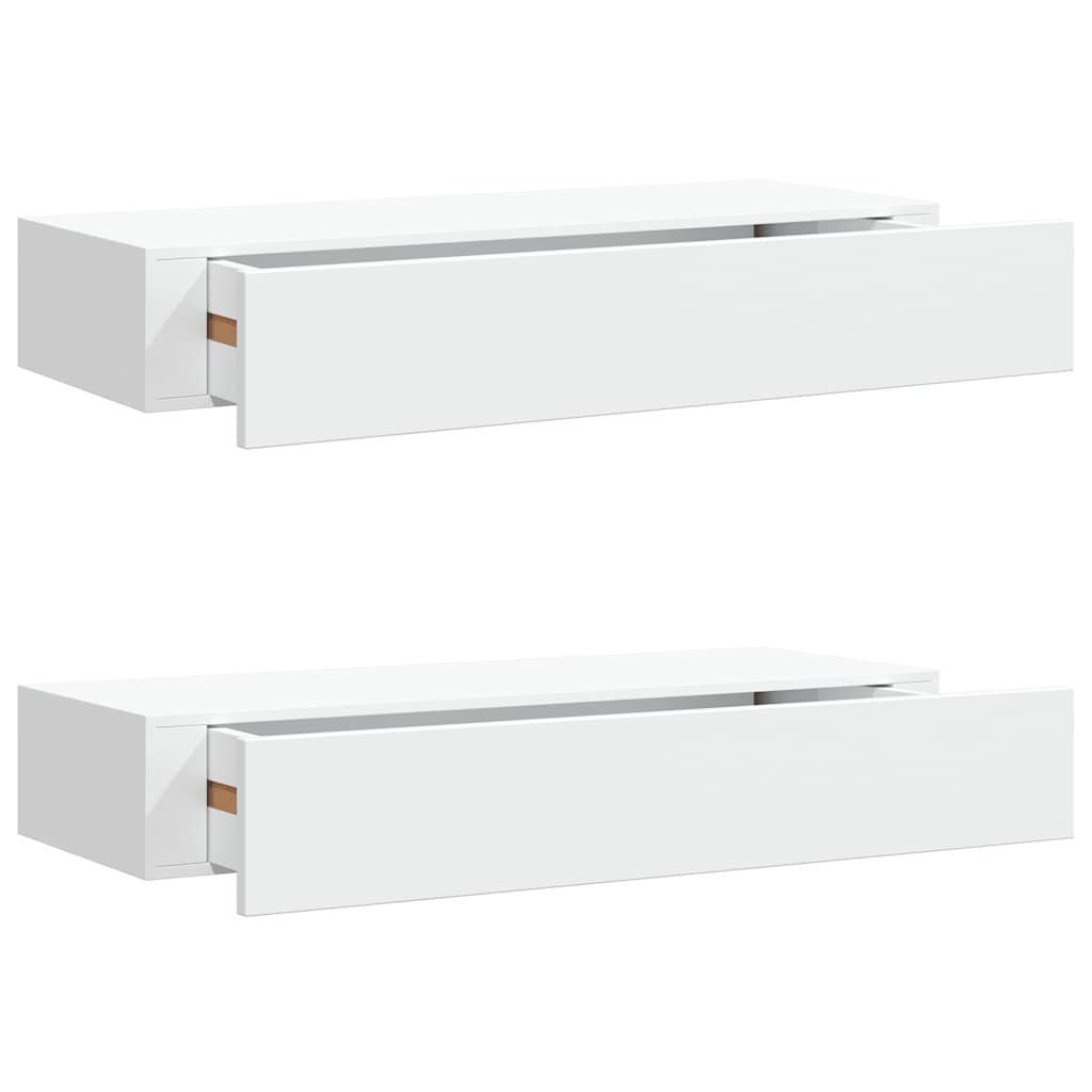 Vägghylla Vit låda 2 st Vit 60x23,5x10 cm MDF