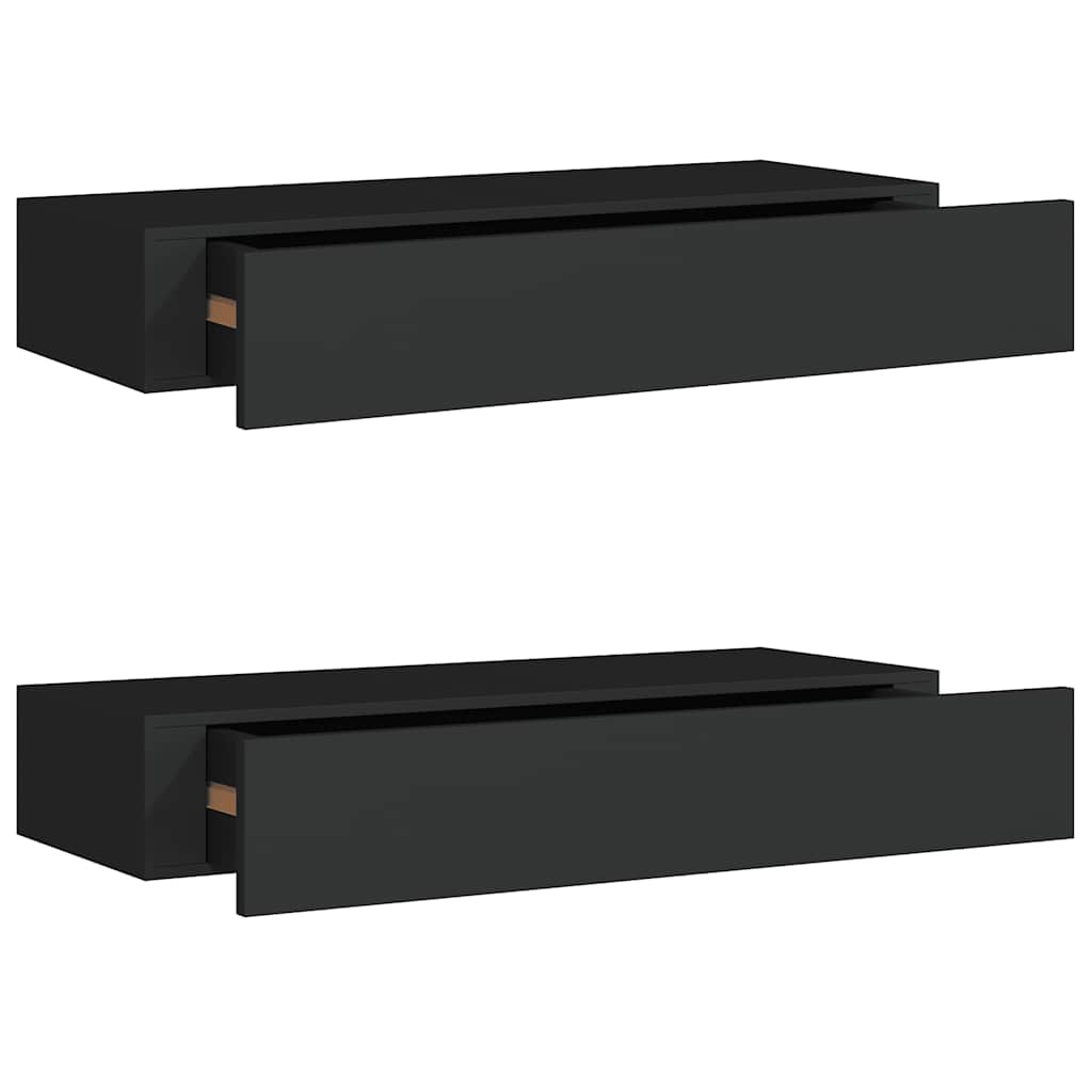 Vägghylla Svart Vegglåda 2 st 60x23,5x10 cm MDF