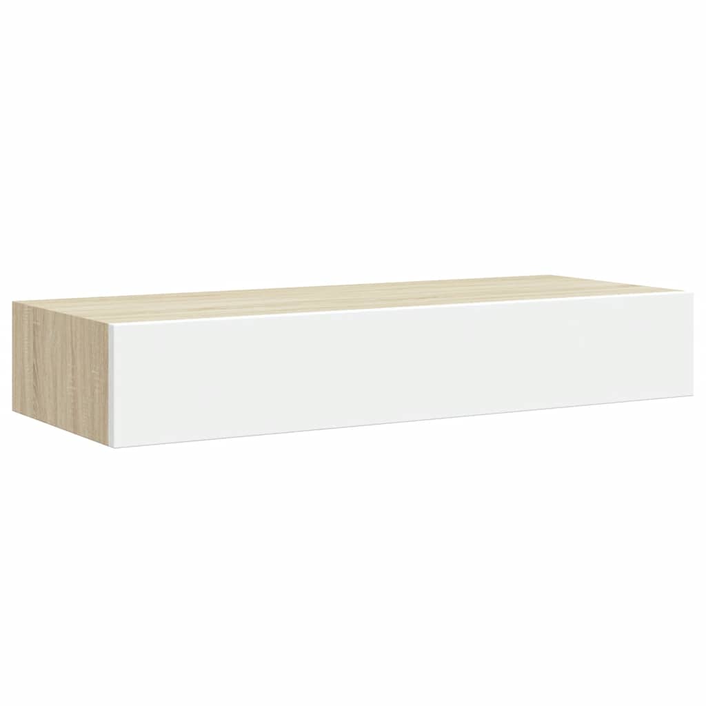 Vägghylla Vit och Ek 2 st 60x23,5x10 cm MDF