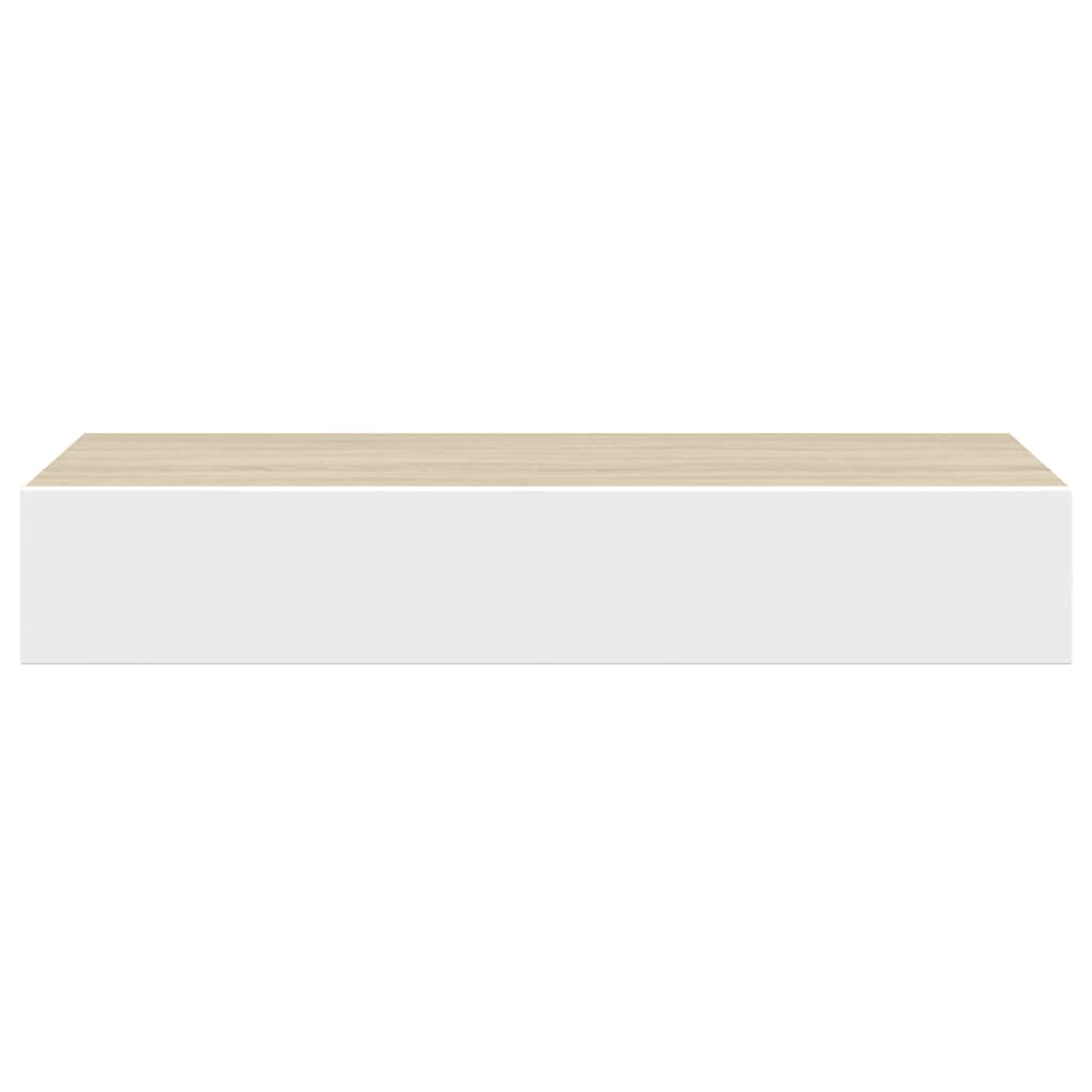 Vägghylla Vit och Ek 2 st 60x23,5x10 cm MDF