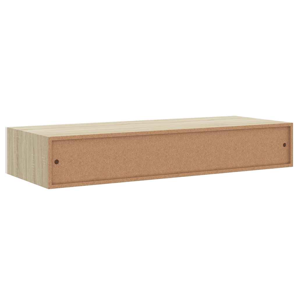 Vägghylla Vit och Ek 2 st 60x23,5x10 cm MDF