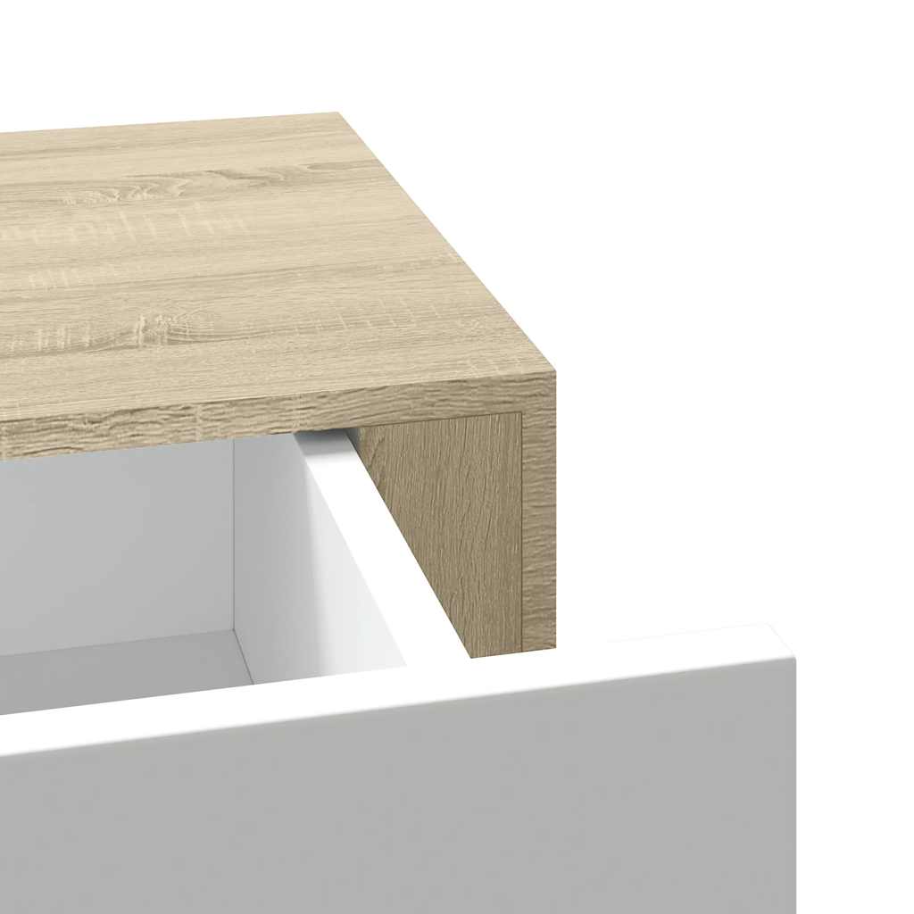 Vägghylla Vit och Ek 2 st 60x23,5x10 cm MDF