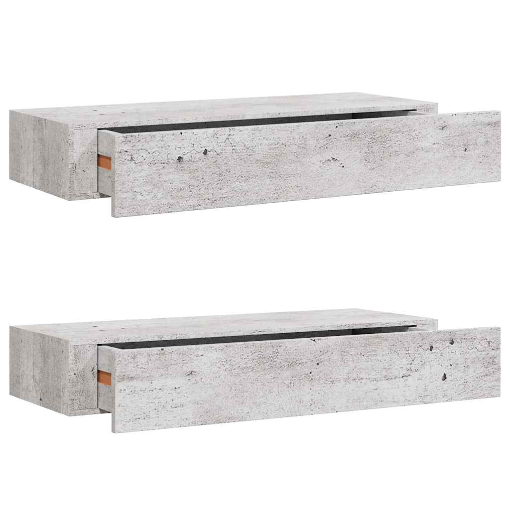Vägghylla Betonggrå 2 st 60x23,5x10 cm MDF