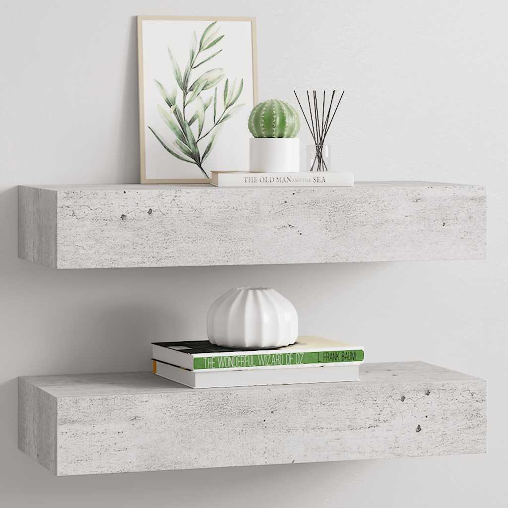 Vägghylla Betonggrå 2 st 60x23,5x10 cm MDF