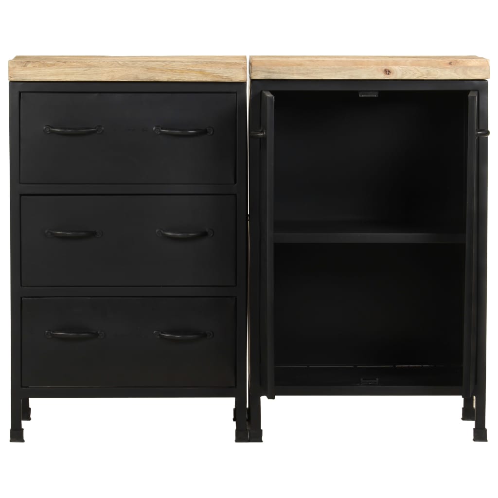 Skänk Trä med 3 lådor och 2 dörrar massivt mangoträ