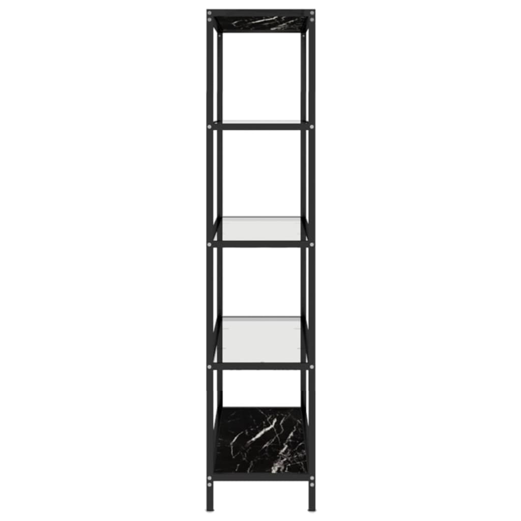 Hylla svart marmor och transparent 100x36x168 cm härdat glas