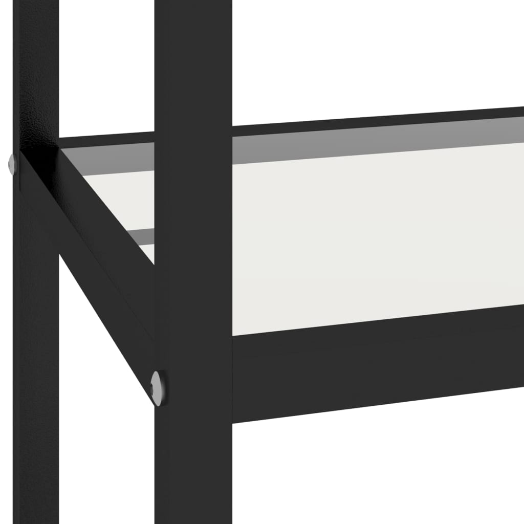 Hylla svart marmor och transparent 100x36x168 cm härdat glas