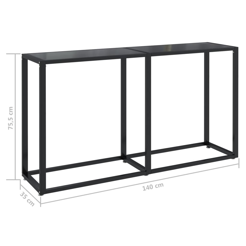 Avlastningsbord Konsollbord Svart 140x35x75,5 cm härdat glas