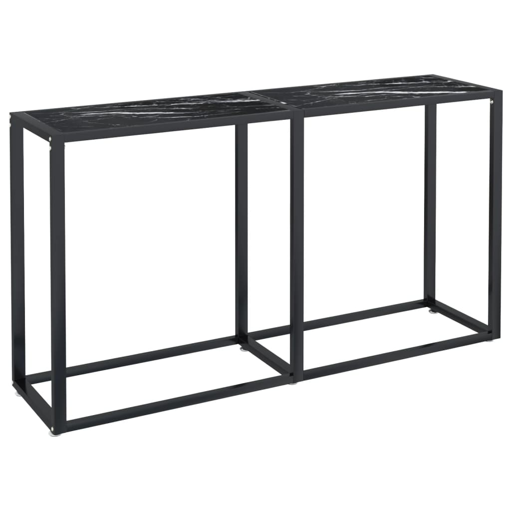 Avlastningsbord Konsollbord DIV. Svart marmor 140x35x75,5 cm härdat glas