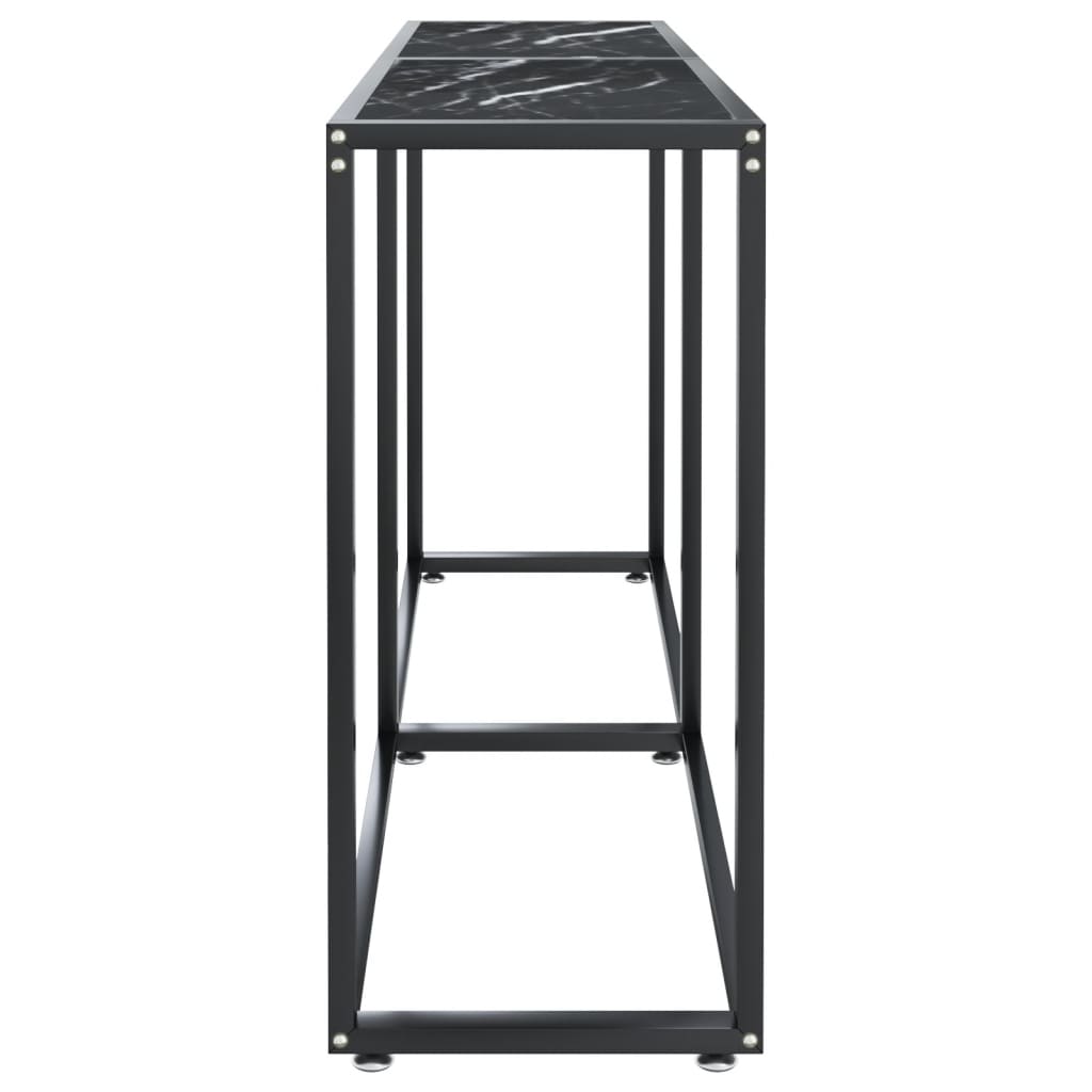 Avlastningsbord Konsollbord DIV. Svart marmor 140x35x75,5 cm härdat glas