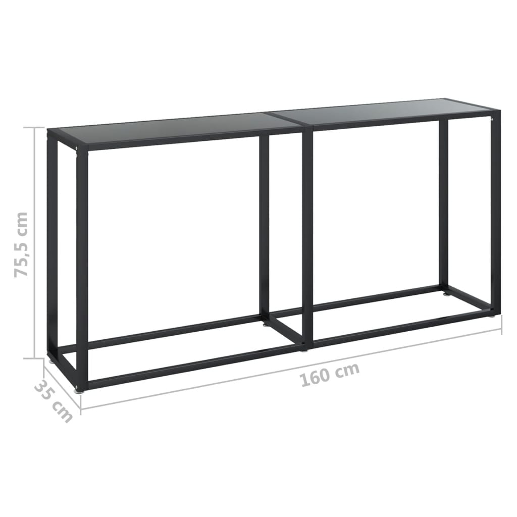 Avlastningsbord Konsollbord Svart 160x35x75,5 cm härdat glas