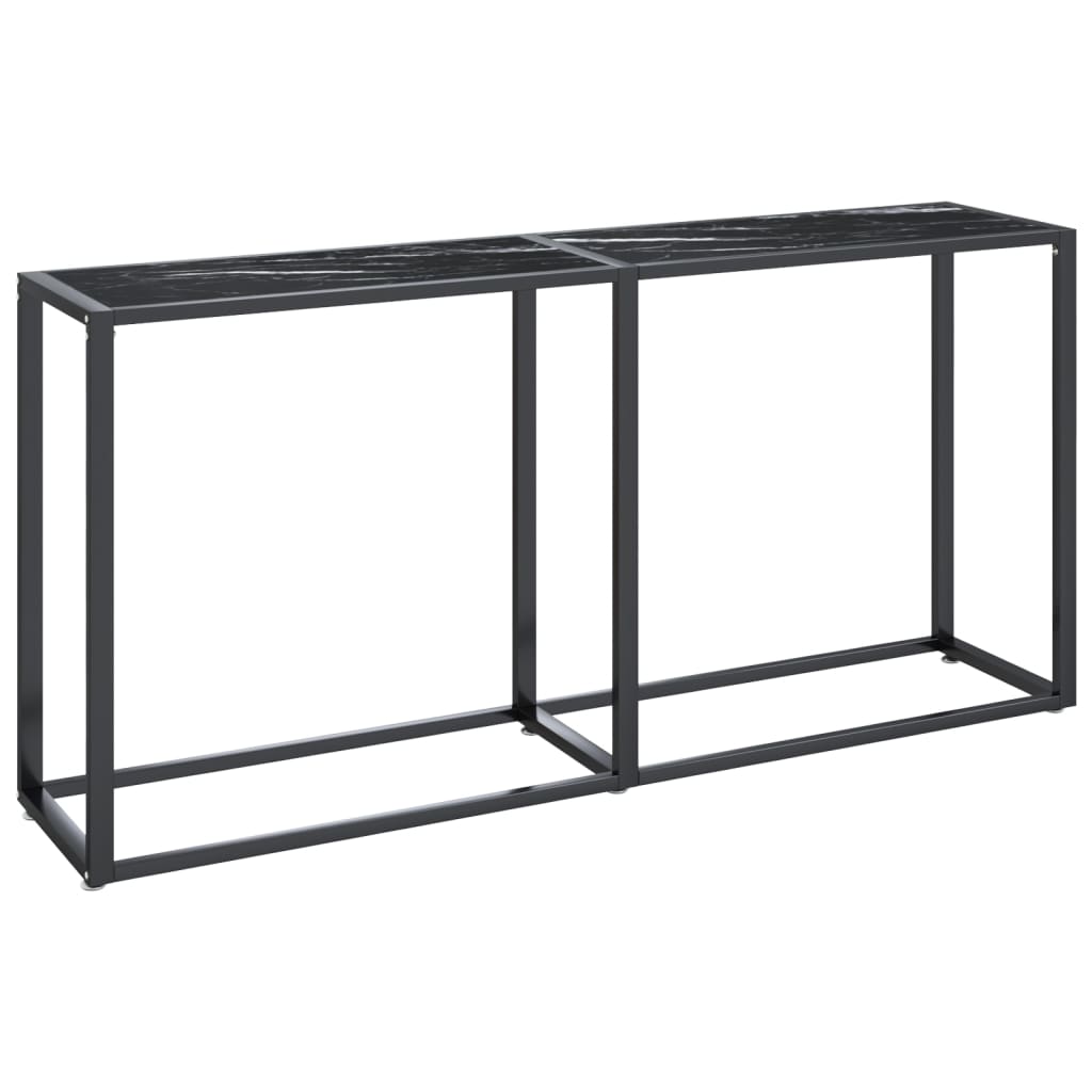 Avlastningsbord Konsollbord DIV. Svart marmor 160x35x75,5 cm härdat glas