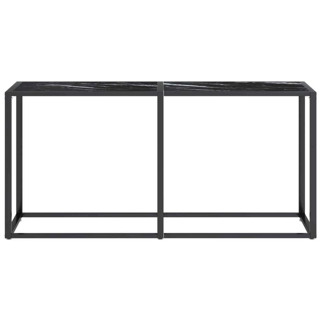 Avlastningsbord Konsollbord DIV. Svart marmor 160x35x75,5 cm härdat glas