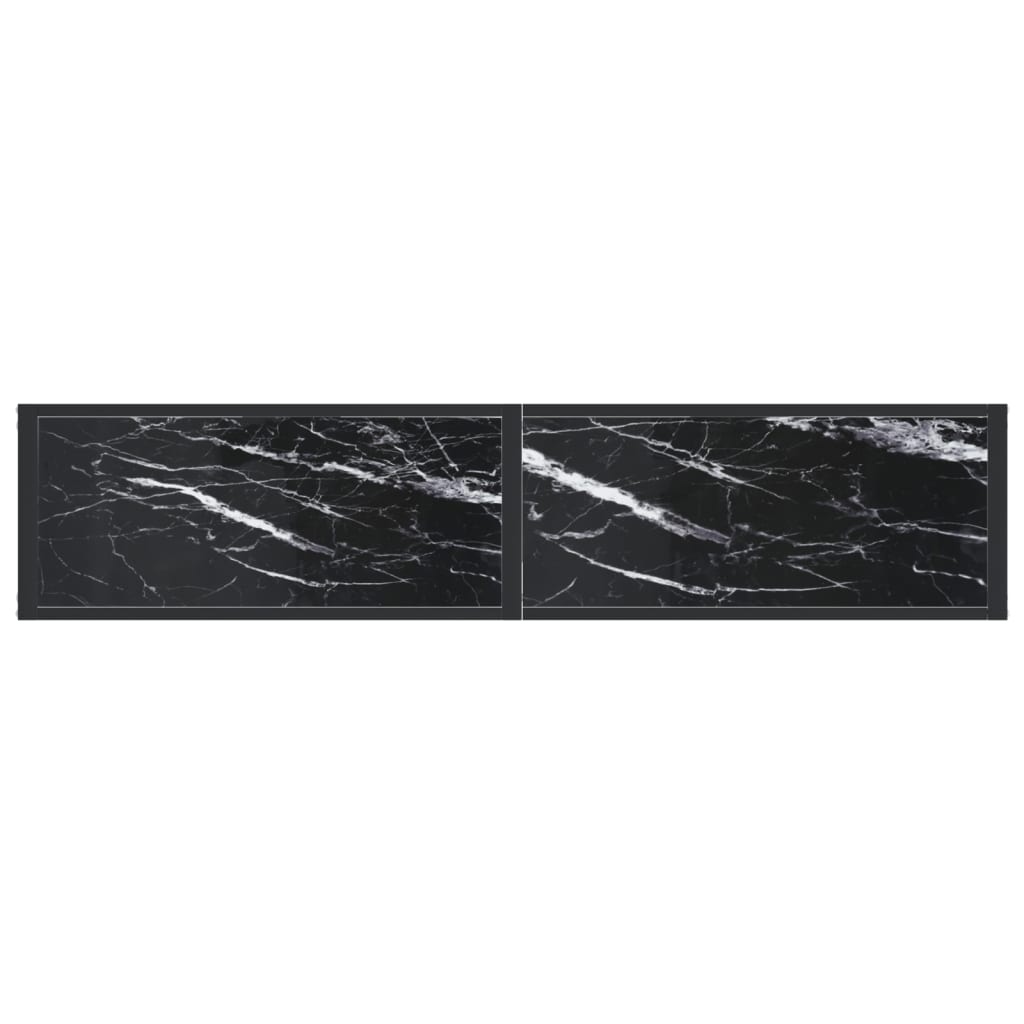 Avlastningsbord Konsollbord DIV. Svart marmor 160x35x75,5 cm härdat glas