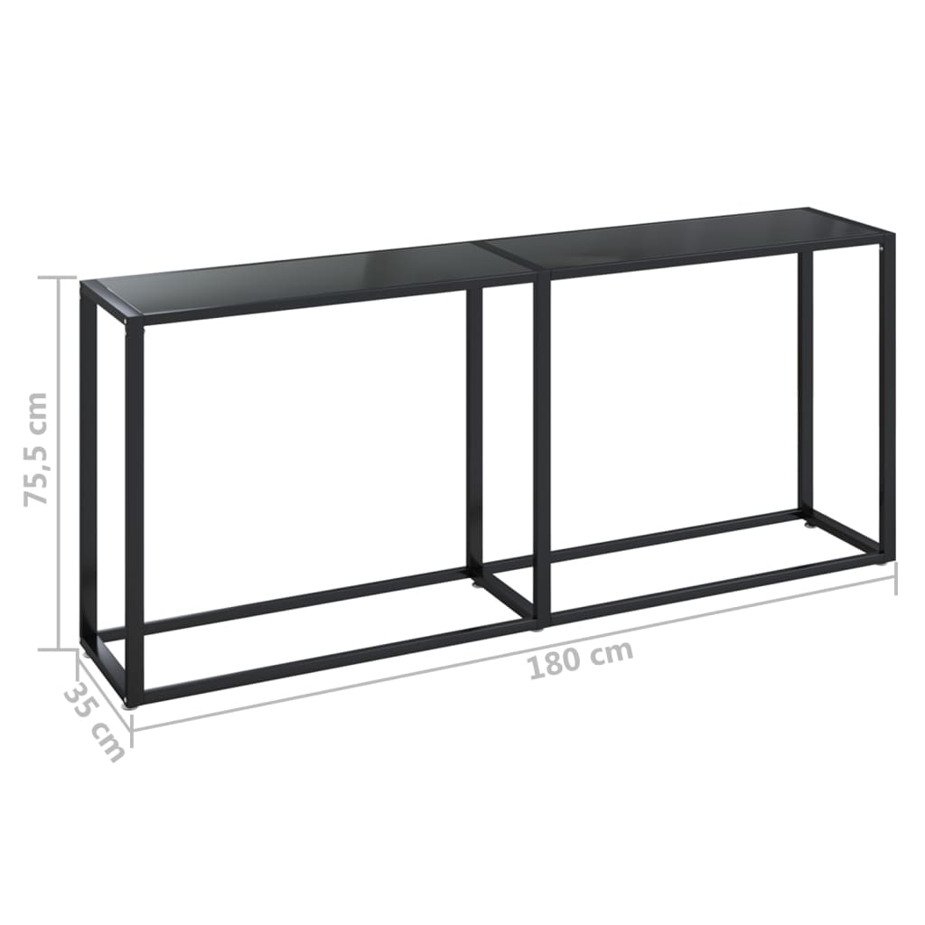 Avlastningsbord Konsollbord Svart 180x35x75,5 cm härdat glas