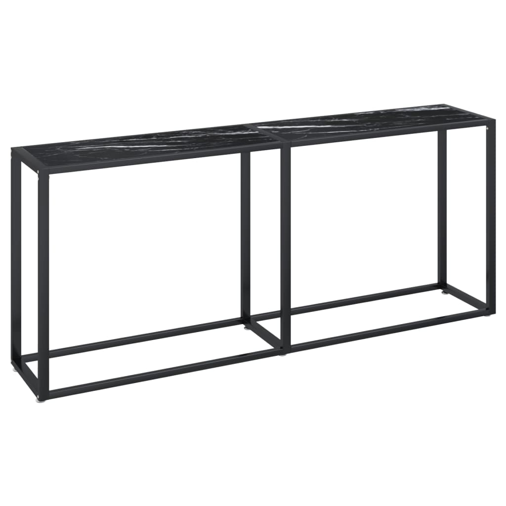 Avlastningsbord Konsollbord DIV. Svart marmor 180x35x75,5 cm härdat glas