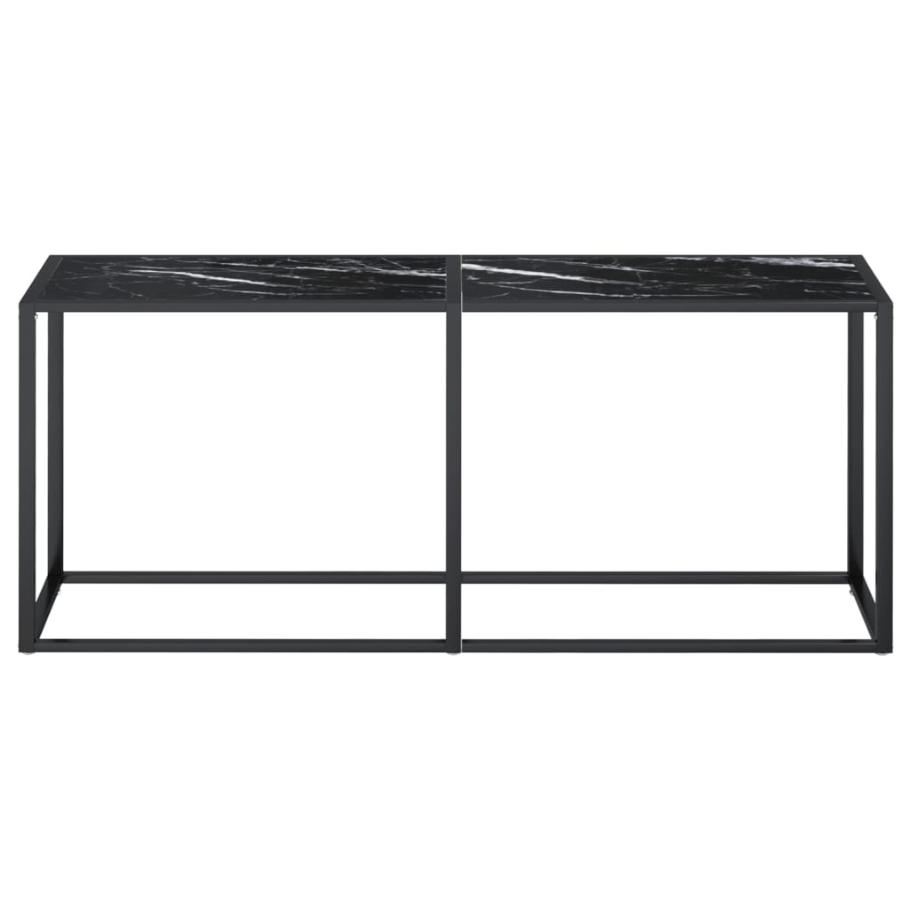 Avlastningsbord Konsollbord DIV. Svart marmor 180x35x75,5 cm härdat glas