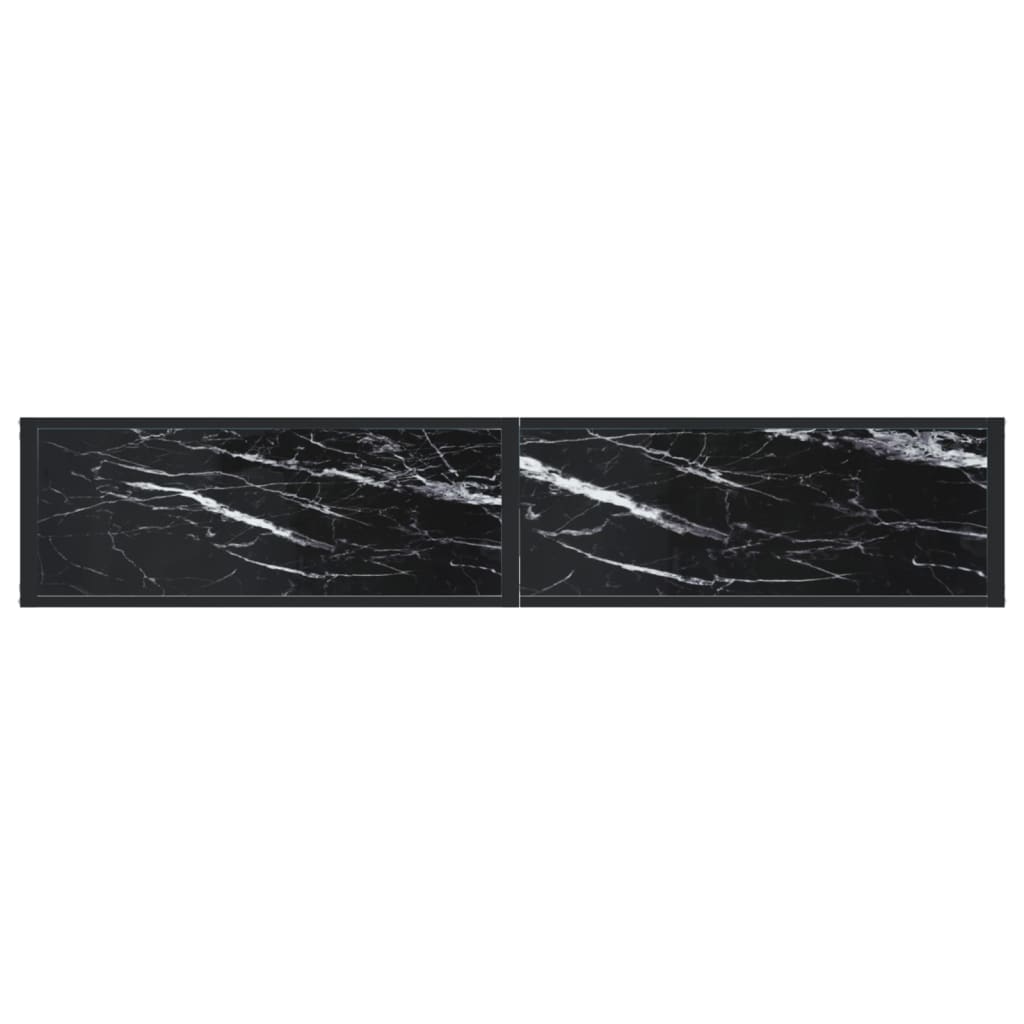 Avlastningsbord Konsollbord DIV. Svart marmor 180x35x75,5 cm härdat glas