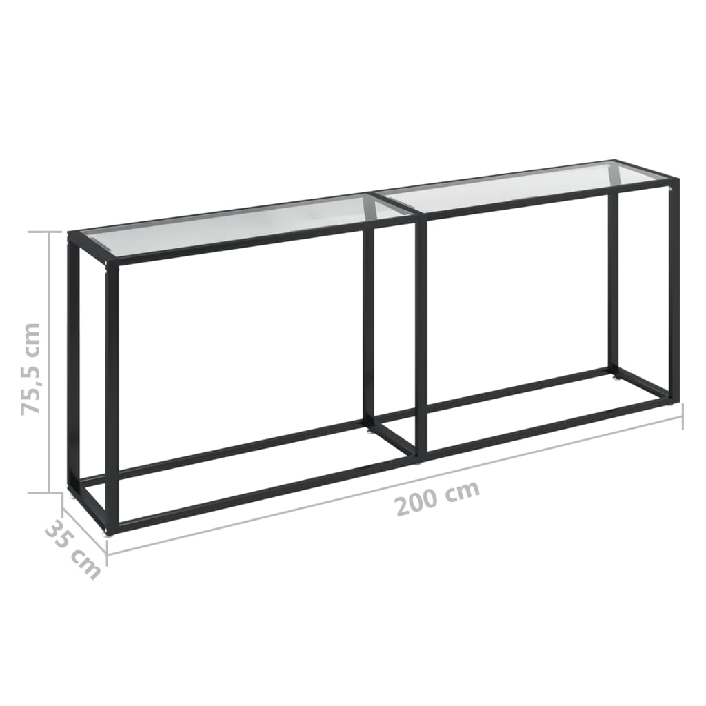 Avlastningsbord Konsollbord DIV. transparent 200x35x75,5 cm härdat glas