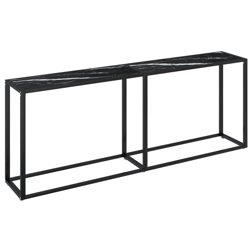 Avlastningsbord Konsollbord DIV. Svart marmor 200x35x75,5 cm härdat glas