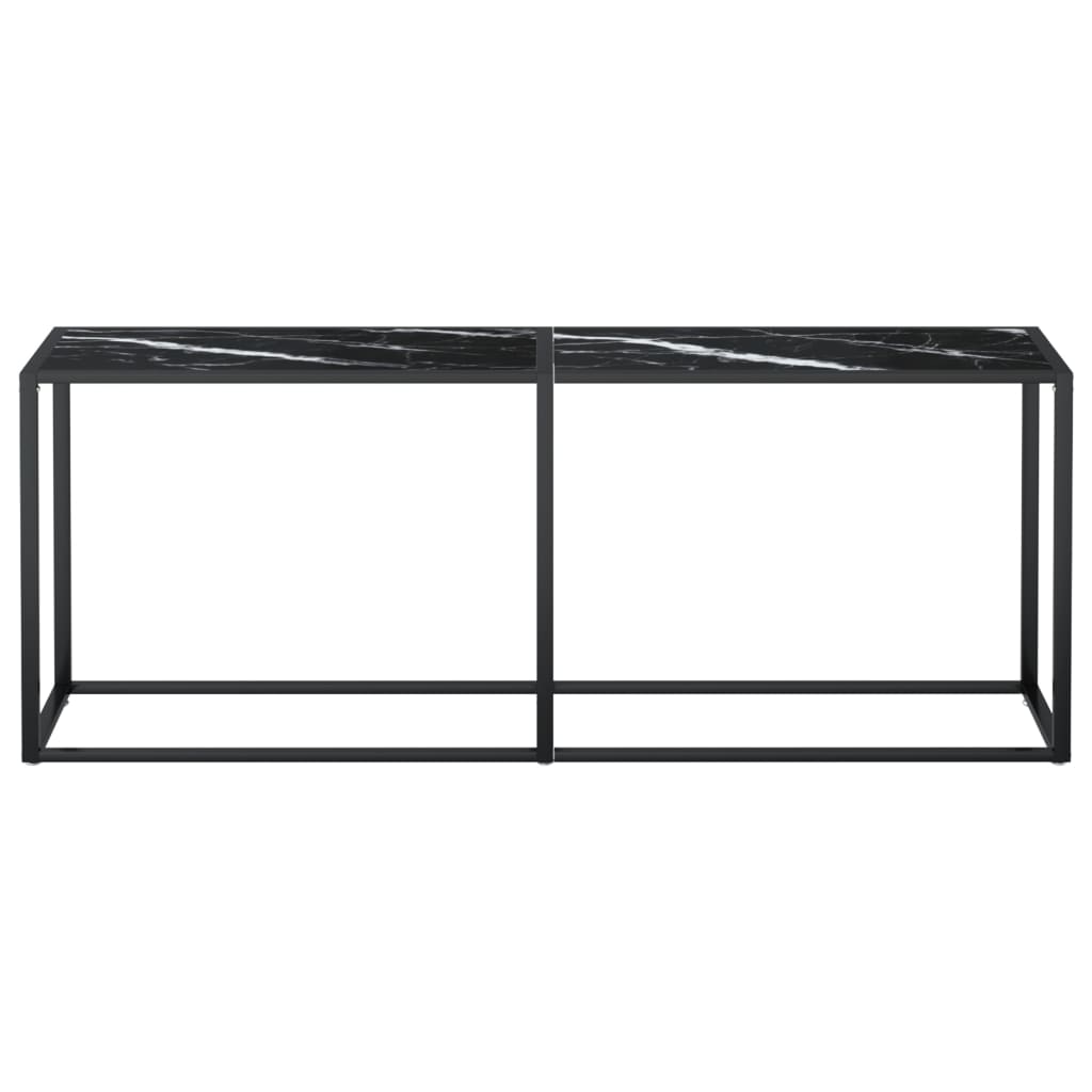 Avlastningsbord Konsollbord DIV. Svart marmor 200x35x75,5 cm härdat glas