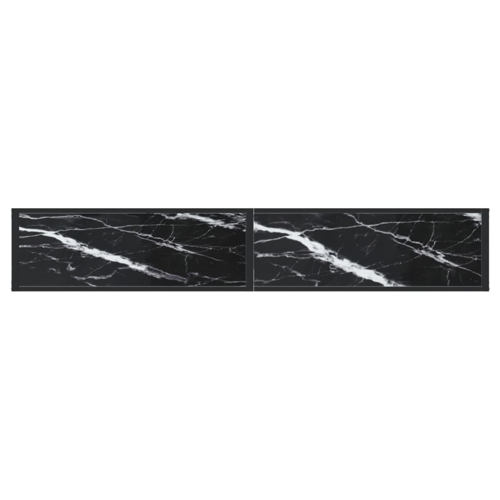 Avlastningsbord Konsollbord DIV. Svart marmor 200x35x75,5 cm härdat glas