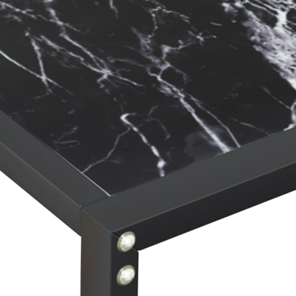 Avlastningsbord Konsollbord DIV. Svart marmor 200x35x75,5 cm härdat glas