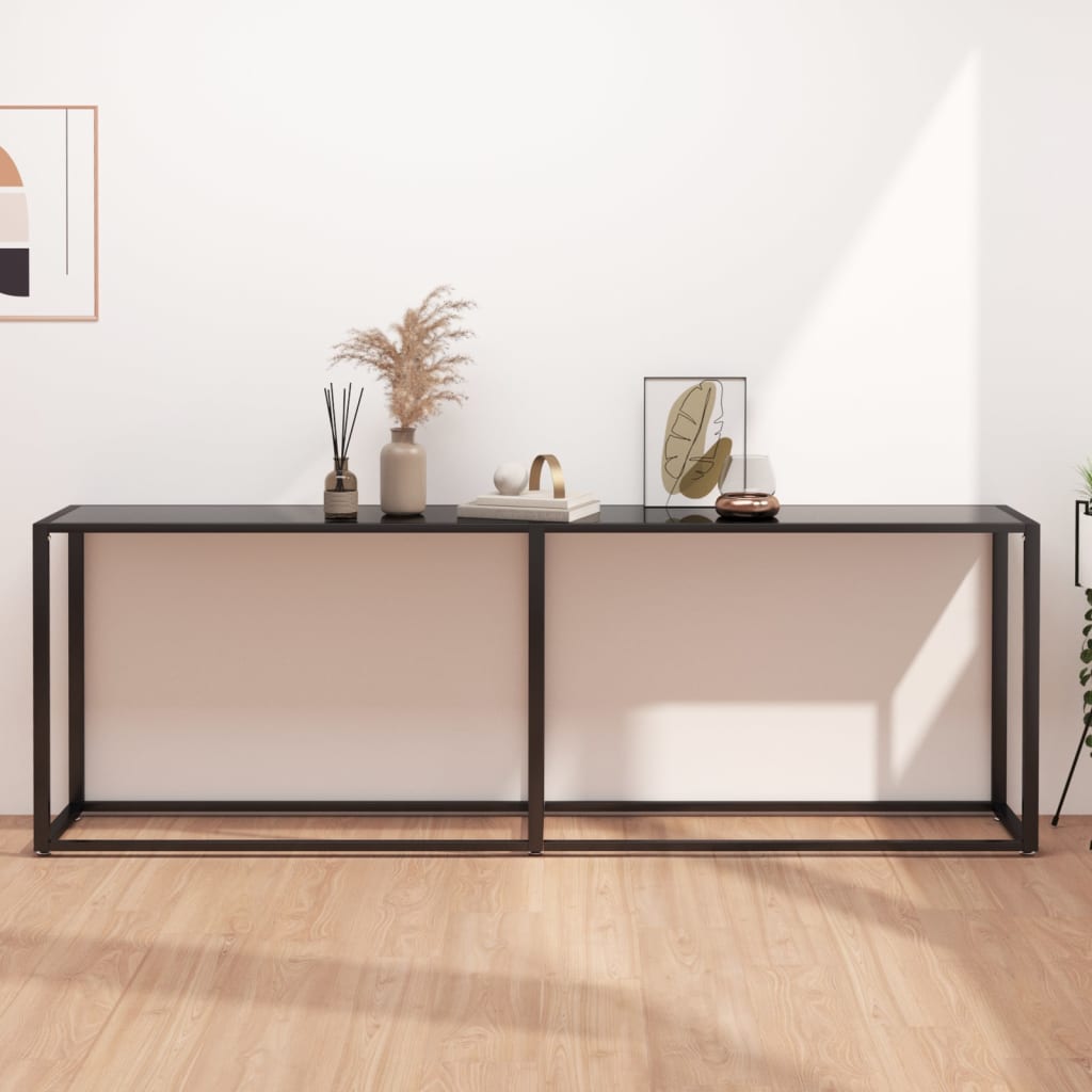 Avlastningsbord Konsollbord DIV. Svart 220x35x75,5 cm härdat glas