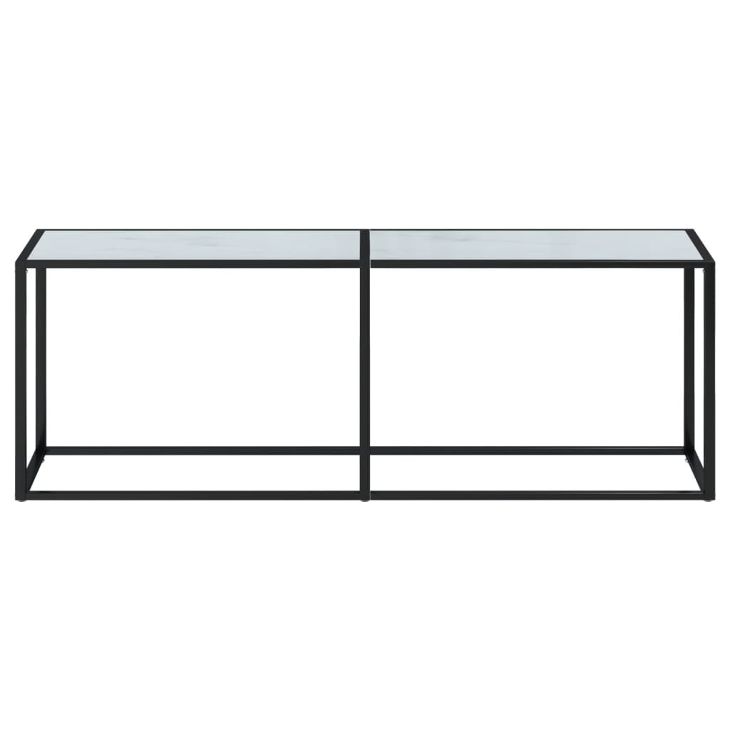Avlastningsbord Konsollbord DIV. Vit marmor 220x35x75,5 cm härdat glas
